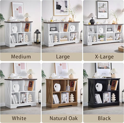 Farmhouse 5 Cube Bookshelf, Storage Organizer Bookcase, Kids Toy Storage Cabinet, Small Bookshelves Storage Organizer Shelf, Wood Display Cabinet Book Shelves for Bedroom,Living Room,Natural Oak