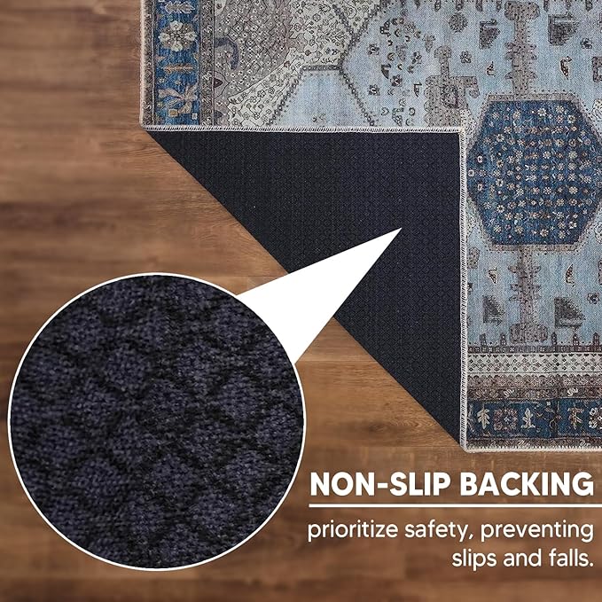 Keen Home Design 2x10 Rug - Machine Washable Runner Rug with Non-Slip Backing, Ideal for Hallway, Entryway, Kitchen, Laundry Room - Vintage, Easy Clean, Durable, Low Pile - (2'6" x 10')