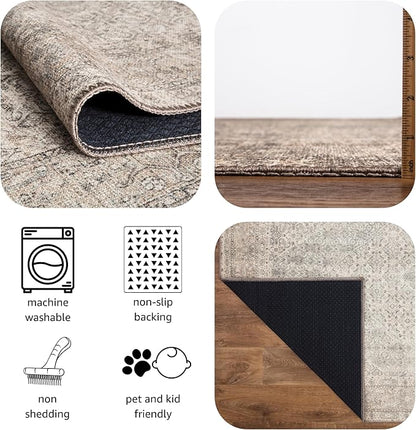 Keen Home Design 5x7 Rug - Machine Washable Area Rug with Non-Slip Backing, Ideal for Living Room, Dining Room, Bedroom - Vintage, Easy Clean, Durable, Low Pile Rug - (5' x 7')