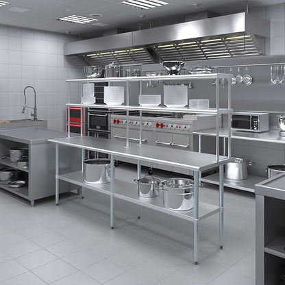 AmGood Double OverShelf Stainless Steel NSF - Many (96" Long x 12" Deep)
