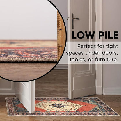 Keen Home Design 2x3 Rug - Machine Washable Entry Rug with Non-Slip Backing, Ideal for Enteryway, Kitchen, Bathroom, Laundry Room - Vintage, Easy Clean, Durable, Low Pile Rug - (2' x 3')
