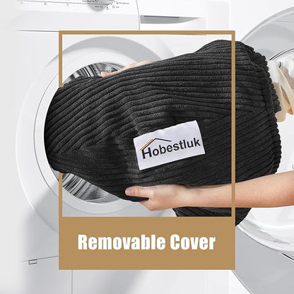 Hobestluk 3.5FT Bean Bag Chair Adult Bean Bag Chair Large Bean Bag Chair with Filler Included Teardrop Bean Bag with Removable Cover for Bedroom Living Room - (Large, Black)