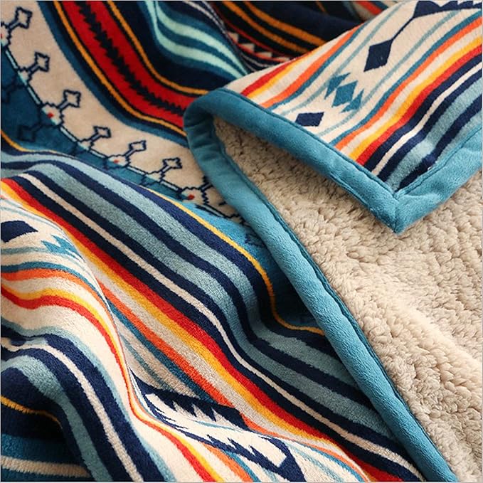 UKELER Boho Sherpa Throw Blanket Queen Size 80'' x 90'', Southwestern Aztec Throw Blanket for Bed/Couch/Sofa/Camping, Great Gift for Mother's Day, Father's Day, Thanksgiving, Christmas,New Year's Day