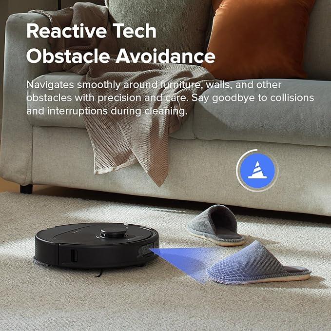 roborock Qrevo S Robot Vacuum and Mop, Self-Drying, Auto Mop Washing, 7000Pa Suction, Self-Emptying & Refilling, 10mm Auto Lifting, 200RPM Spinning Mops, Smart Obstacle Avoidance, Black