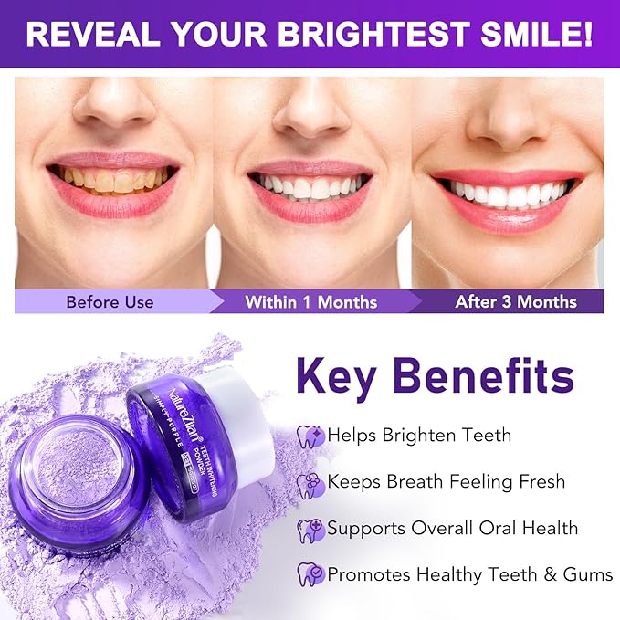 Teeth Whitening Powder - Teeth Whitening - Removes Stains - No Sensitivity - Toothpaste Power - Breath Freshener - for Coffee, Tea and Tobacco Stains 15g