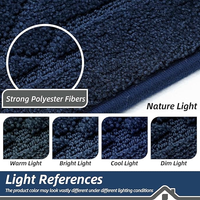 BEQHAUSE Dirt Trapper Door Mat 24" x 60", Doormat Non-Slip Entryway Rugs Washable, Dog Door Mat Stain Resistant and Absorbent Welcome Floor Mat for Front Back Door, Muddy Wet Shoes & Paws, Navy Blue