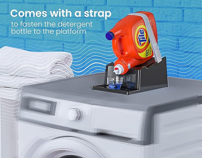 TidyFriend No-Spill 2 Pk Liquid Laundry Detergent Dispenser Holder, Laundry Soap Dispenser Holder with Drip Tray for Laundry Room Organization (No Strap, Black)