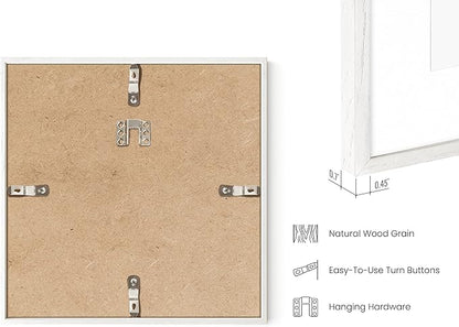 HAUS AND HUES Square Picture Frames - 8x8 Set of 25, Wooden Frames with Mat, White Oak Finish