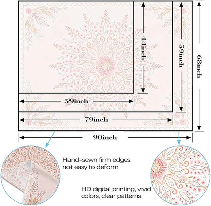 Lunerfex Floral Mandala Tapestry Boho Tapestry for Bedroom Pink Tapestries Wall Hanging Living Room Wall Art and Home Decor 70x90