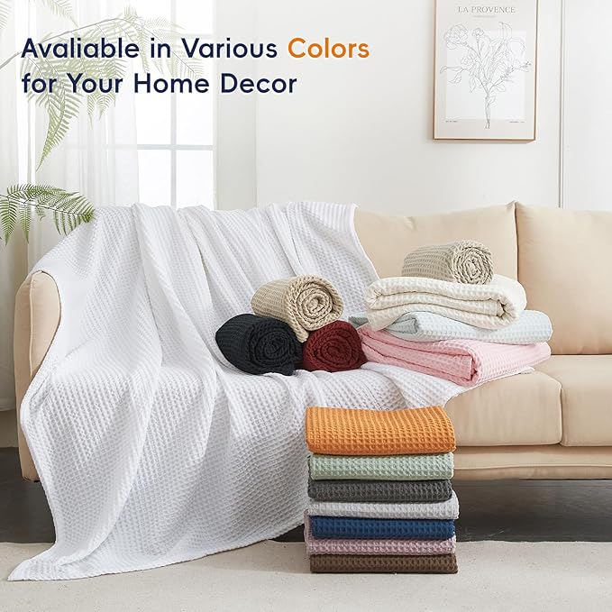 PHF Ultra Soft Waffle Weave Blanket King Size Cocoa Brown（104"x 90"）- Washed Lightweight Breathable Cozy Woven Blanket for Bed - Aesthetic Decor for Couch Bedding Sofa Home Car