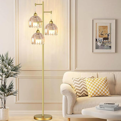 Floor Lamp for Living Room Bedroom Rattan Boho Standing Lamp with Remote Dimmable Black Wicker Arc Bamboo Lamp Shade Floor Light Adjustable Tall Lamp Farmhouse Industrial Floor Lamps Bohemian