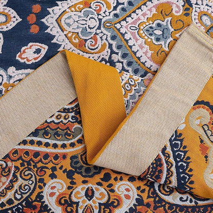 Boho Muslin Blanket for Adults 4-Layer Gauze 80 x 90 Inches Soft Cozy 100% Cotton Summer Cooling Blanket Floral Decor for Sofa Bed Coverlet Both Sides (A Boho Spiral Flower, 80 x 90 in)