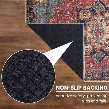 Keen Home Design 2x7 Rug - Machine Washable Runner Rug with Non-Slip Backing, Ideal for Hallway, Entryway, Kitchen, Laundry Room - Vintage, Easy Clean, Durable, Low Pile Rug - (2'6" x 7')