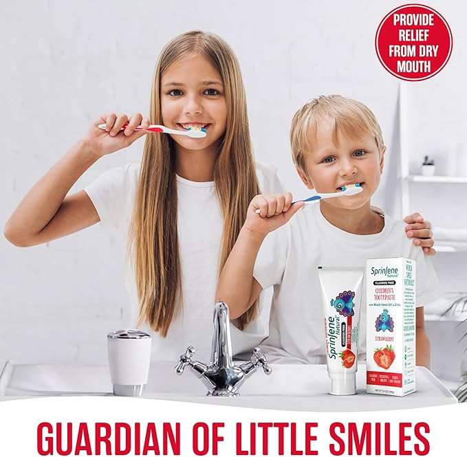 SprinJene Natural Kids Toothpaste, Strawberry | Natural Children’s Toothpaste | Fluoride Free Toothpaste for Toddlers | 4 Pack