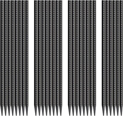 16 Inch Rebar Stakes 30 Pack Heavy Duty Ground Anchors with Chisel Point End Long Straight Steel Tent Stakes 3/8" Thickness Metal Spikes Black Coated for Concrete Timber Camping Garden Plant