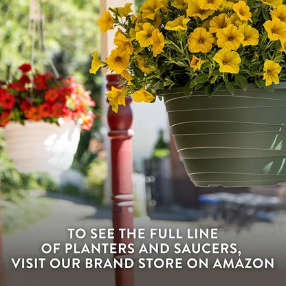 The HC Companies Wrapt Hanging Planters - Lightweight Plant Pot Hanger for Hanging Plants, Vegetables & Herbs - Outdoor & Indoor Hanging Basket for Plants (13" Pepperstone, Pack of 2)