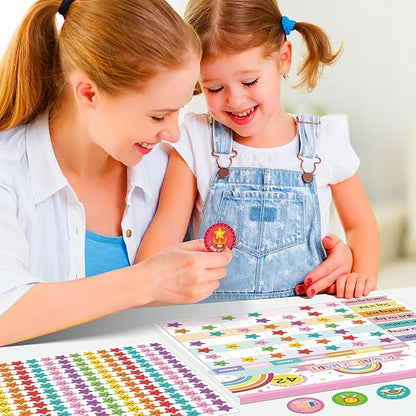 Reward Chart for Kids,Magnetic Behavior Chore Chart for Kids at Home,26 Rainbow White Chore Charts,1960 Star Stickers,56 Reward Stickers,Incentive Chore Chart to Develop Responsibility and Good Habits