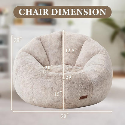 Hobestluk Bean Bag Chairs Large Bean Bag Couch for Adults Stuffed Sofa Chair Comfy Giant Bean Bag Chair with Spacious Design for Reading, Playing or Relaxing (Brown)