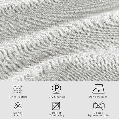 Macochico 100”Wx102”L 100% Blackout Pinch Pleated Linen Curtains for Sliding Door Bedroom Living Room Farmhouse Thermal Insulated Greyish White Burlap Drapes with Tieback 1 Panel Shabby Chic Style