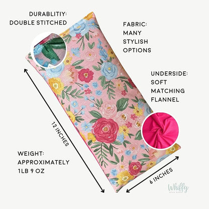 Large Microwave Heating Pad with Flax Seed, Scented or Unscented, Good For Back Pain or Cramps, Moist Heat Therapy or Ice Pack, Microwavable Bean Bag, 6" x 12" (Black Floral, Lavender)