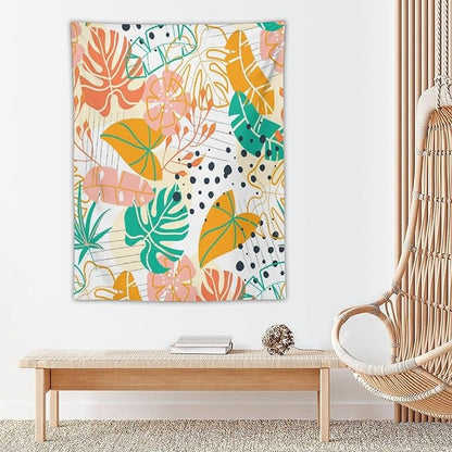 ICMOLYYENLO Tropical Palm Leaves Wall Tapestry, Wall Art for Room Decoration Beautiful Wall Hanging for Bedroom Living Room Dormitory Apartment 50x60 Inch