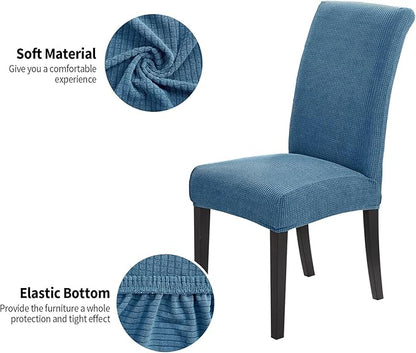 Joccun Chair Covers for Dining Room Set of 4,Chair Slipcovers Stretch Dining Room Chair Covers Seat Protector,Washable Parsons Chair Cover for Home,Hotel,Banquet(Dark Blue,4 Pack)