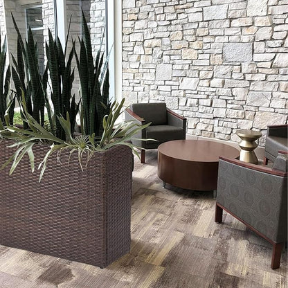 SUNNYPARK Tall Rectangular Planter with Removable Liner, All-Weather PE Rattan Large Modern Planters Indoor Outdoor Flower Plant Pots Garden Box Patio Yard Front Porch Deck