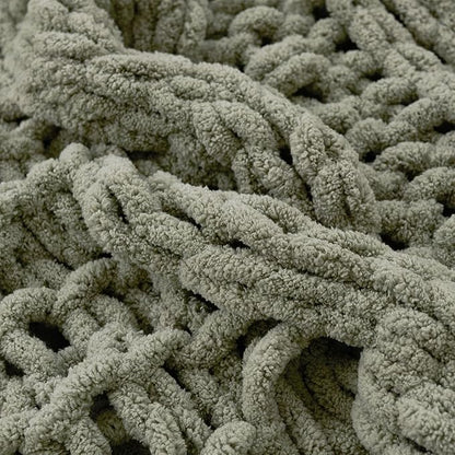 Esterra Chunky Knit Blanket Throw 50"x60", 100% Hand Knitted Chenille Throw Blanket, Cozy Soft Thick Cable Knit Throw Large Rope Knot Crochet Throw Blanket for Sofa Couch Bed, Sage Green