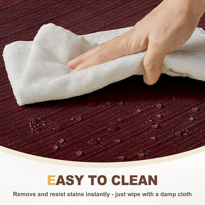 downluxe Chair Cushions for Dining Chairs, Waterproof Kitchen Chair Pads, Non-Slip Dining Seat Cushion with Ties, 17" x 16" x 2.5", Burgundy, 6 Pack