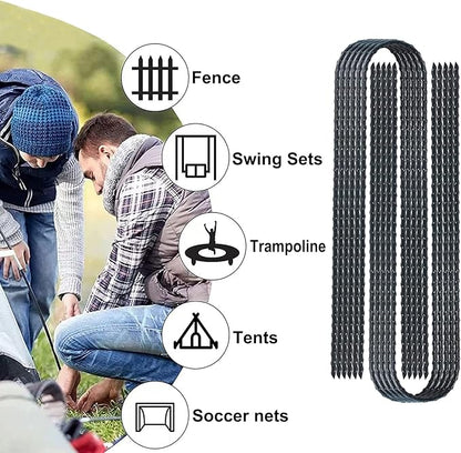 DTANX 12 Pack 12 Inch Rebar Stakes Heavy Duty Trampoline Anchors, Garden Stakes Tent Stakes Steel Ground Anchors, Black