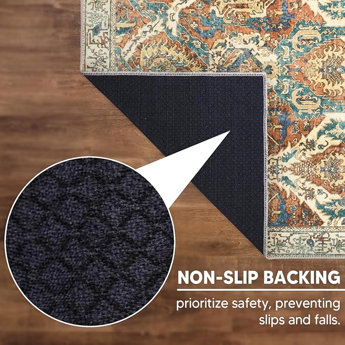Keen Home Design 2x7 Rug - Machine Washable Runner Rug with Non-Slip Backing, Ideal for Hallway, Entryway, Kitchen, Laundry Room - Vintage, Easy Clean, Durable, Low Pile Rug - (2'6" x 7')
