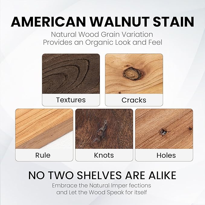 Fun Memories Floating Shelves for Wall, 24 Inch Floating Shelves Wall Mounted, Rustic Elm Wood Shelf, Heavy-Duty Storage Shelves for Books, Bathroom, Kitchen, Walnut Finish, Set of 2