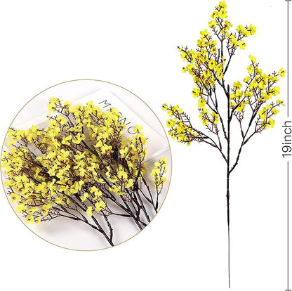Sggvecsy 6 Pcs Babys Breath Artificial Flowers Gypsophila Bouquets Bulk Real Touch Fake Silk Flowers for Home Wedding DIY Floral Arrangement Kitchen Table Centerpiece Festival Decoration (Yellow)