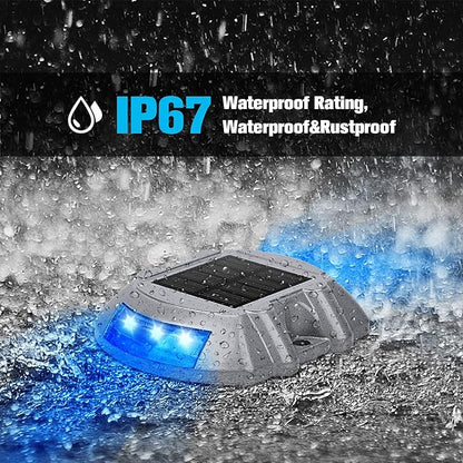 VOLISUN Solar Deck/Dock Lights, 20-Pack Led IP67 Waterproof Outdoor Warning Step Lights for Driveway Sidewalk Garden Pathway Yard (Blue)