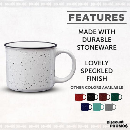 DISCOUNT PROMOS Ceramic Campfire Coffee Mugs 13 oz. Set of 10, Bulk Pack - Perfect for Tea, Espresso, Cappuccino, Hot Cocoa - White
