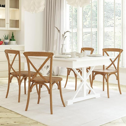EMMA + OLIVER 2-Pack Light Brown X-Back Chair