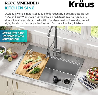 KRAUS WasteGuard 1/3 HP Ultra-Quiet Garbage Disposal with Quick Connect, Kitchen Sink Drain Cover, Power Cord and Flange Included, KWD100-33MBL