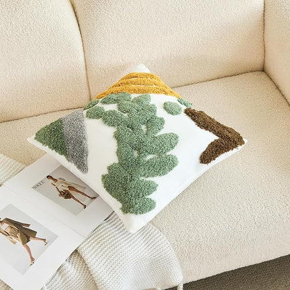 HOdo Home 18x18 Throw Pillow Covers, 2PCS Tufted Boho Jacquard Pillow Covers,Farmhouse Decorative Pillow Cover,Pillow Cases for Couch Sofa Bed Stylish Decor, Simple Textured Cushion Sham