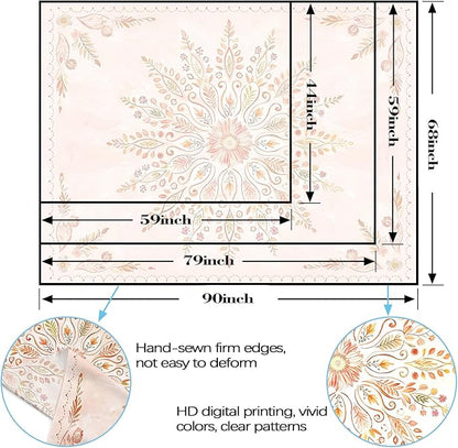 Lunerfex Floral Mandala Tapestry Boho Tapestry for Bedroom Orange Tapestries Wall Hanging Living Room Wall Art and Home Decor 70x90