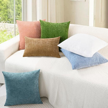 CaliTime Throw Pillow Covers Decorative 20 X 20 Inches Pack of 2 Cozy Chenille Cushion Cases for Couch Sofa Bed Living Room Home Smoke Blue