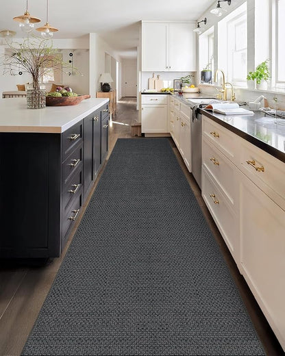 Color&Geometry Door Mat 3'x10' Runner Rug with Rubber Backing, Non Slip Washable Hallway Rug, Carpet Runners for Hallway Living Room Bedroom, Grey (Rolled-up NO Creases)