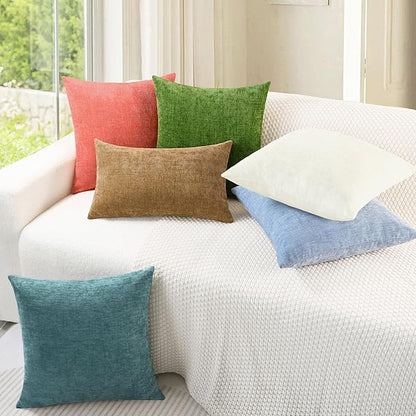 CaliTime Throw Pillow Covers Decorative 16 X 16 Inches Pack of 2 Cozy Chenille Cushion Case for Couch Sofa Bed Living Room Home Cream