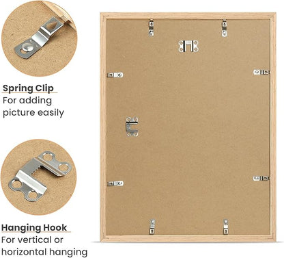 upsimples 12x16 Frame, Natural Solid Wood Picture Frames, Display 8.5x11 with Mat or 12 x 16 Without, Vertical & Horizontal Wall Hanging, 1 Pack, Natural