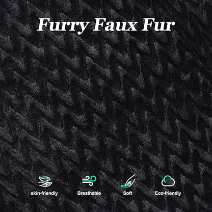Hobestluk 3 in 1 Bean Bag Chair Giant Bean Bag Chairs for Adults with Chevron Plush Fur Cover Convertible Bean Bag Floor Cushion with Machine Washable Cover for Living Room (Chevron Plush Black)