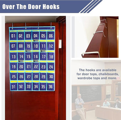 Loghot Classroom Accessories Closet Pocket Chart for Cell Phones Holder Wall Door Hanging Organizer (36 Pockets Blue 2Pc)