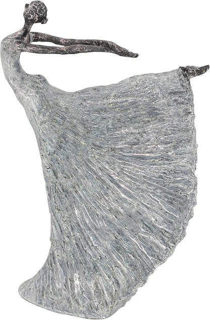 Deco 79 Polystone Dancer Decorative Sculpture Home Decor Statue, Accent Figurine 12" x 3" x 16", Gray