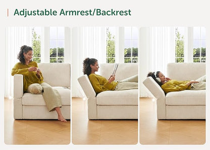 HONBAY Modular Sectional Couches with Storage Corduroy Sleeper Sofa Modular Sectional Couches for Living Room,Beige