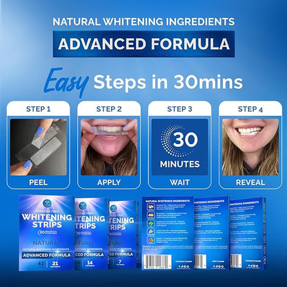 Whitening Strips for Sensitive Teeth 7 Treatments, Mint – Enamel Safe, Peroxide-Free Coconut Teeth Whitening Strips with Natural Enzymes – Gentle White Stips for Sensitive Gums & Daily Oral Care