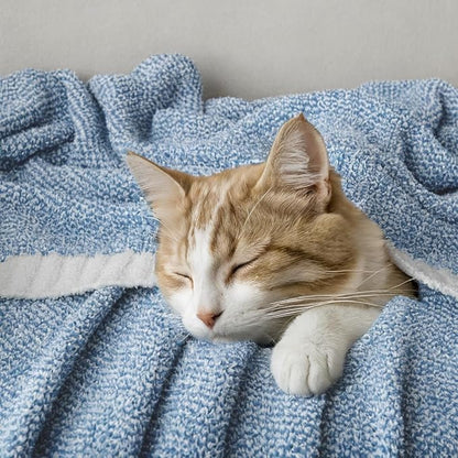 MIULEE Super Soft Throw Blanket for Couch, Blue Cozy Fluffy Warm Blankets Knit Throw Blankets for Sofa, Bed, Chair, Living Room, Camping, Picnic, 50 x 60 inch