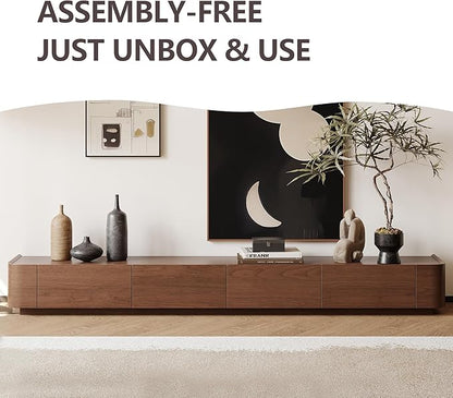 134" Farmhouse TV Unit - Large Wood Entertainment Center with Storage Drawers for 75"+ TVs, Home Office Floor Console
